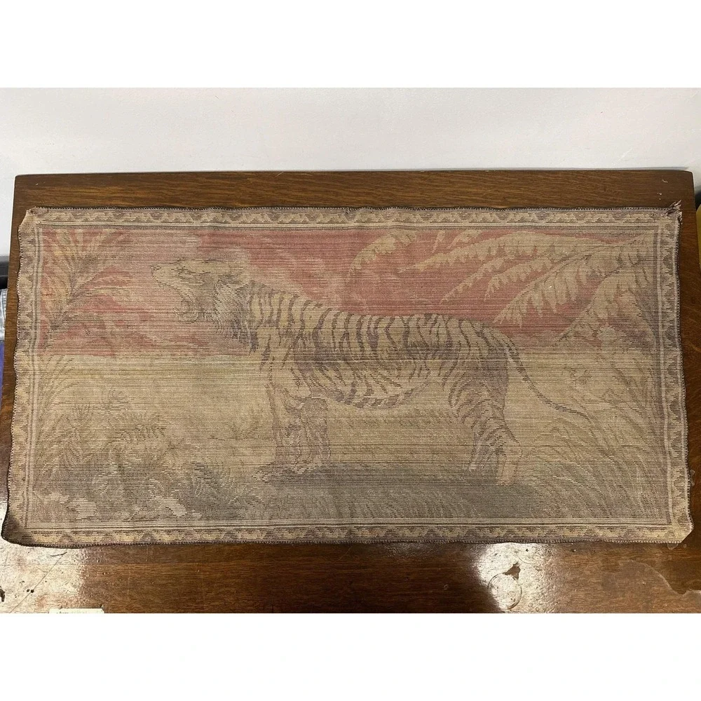 Vintage Tiger Pictorial Woven Rug 20x38 In Multicolor Traditional Accent‎ Decor